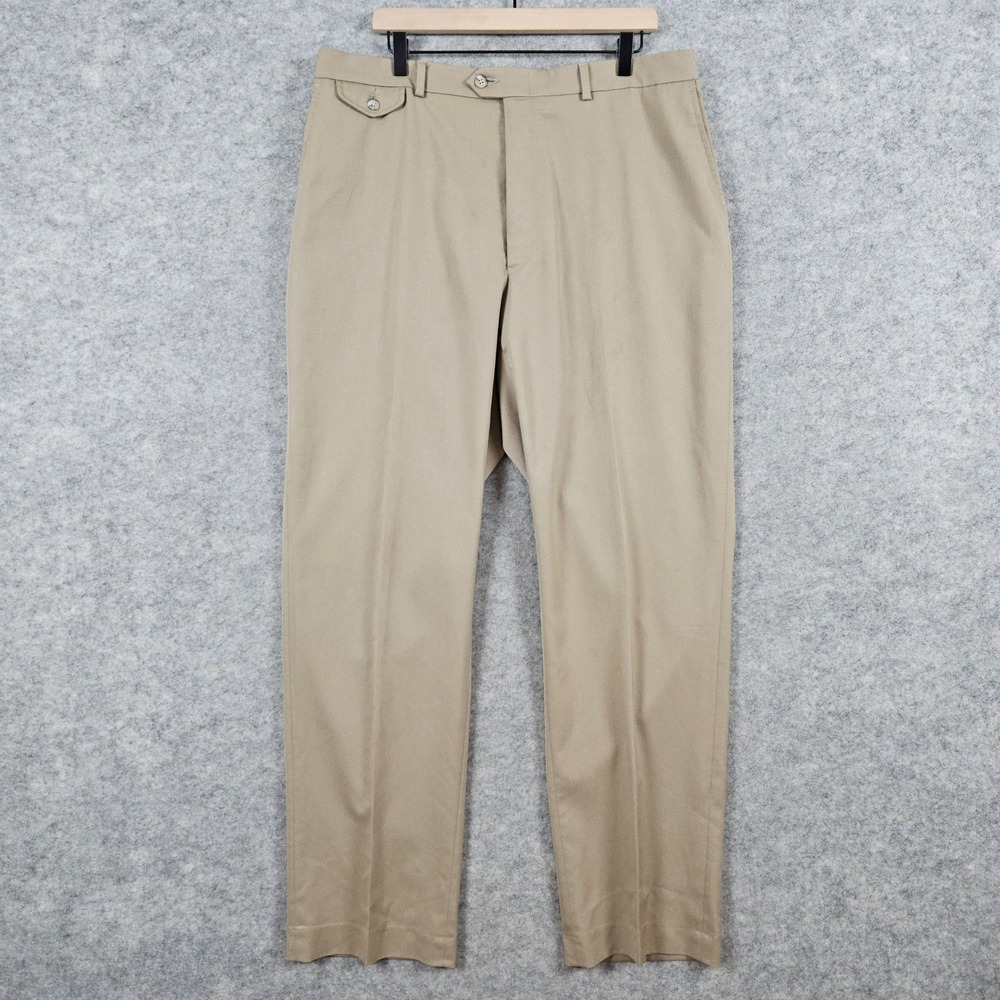 Norm Thompson Men's Size 40 (37x33) Khaki Wool Blend Dress Pants Chinos FLAWS